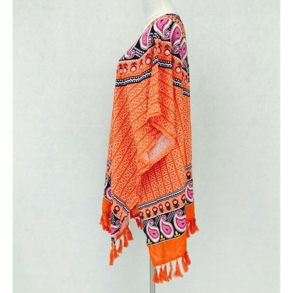 Orange Paisley Beach Swimwear Coverup Wrap - Picture 3 of 4